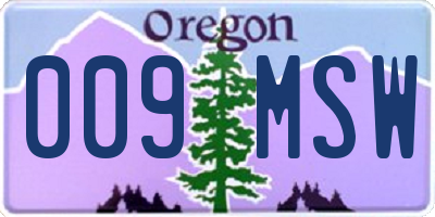 OR license plate 009MSW