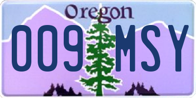 OR license plate 009MSY