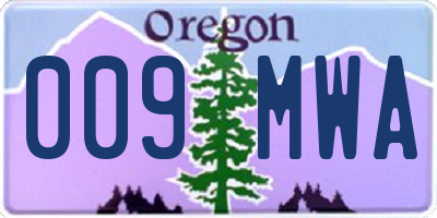 OR license plate 009MWA