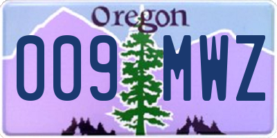 OR license plate 009MWZ