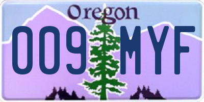 OR license plate 009MYF