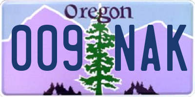 OR license plate 009NAK