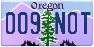 OR license plate 009NOT