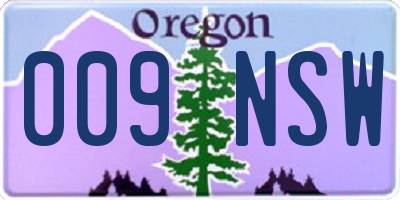 OR license plate 009NSW