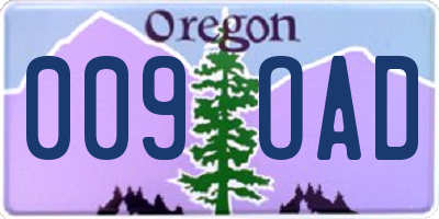 OR license plate 009OAD