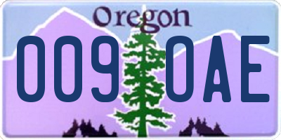 OR license plate 009OAE