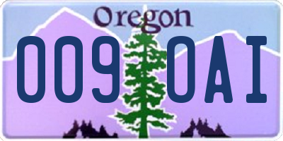 OR license plate 009OAI