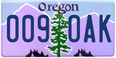 OR license plate 009OAK