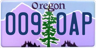 OR license plate 009OAP