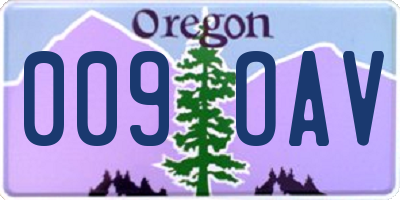 OR license plate 009OAV