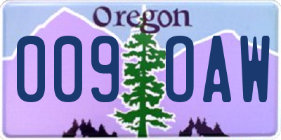OR license plate 009OAW