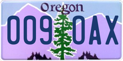 OR license plate 009OAX