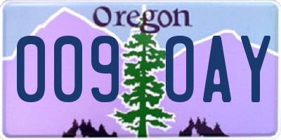 OR license plate 009OAY