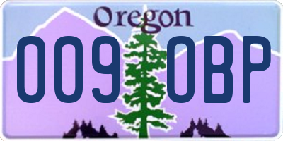 OR license plate 009OBP