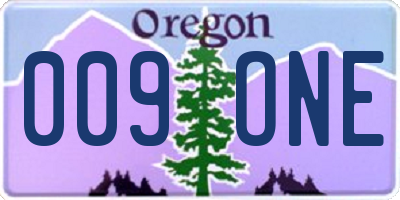 OR license plate 009ONE