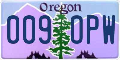 OR license plate 009OPW