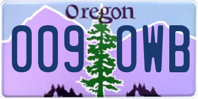 OR license plate 009OWB