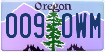 OR license plate 009OWM