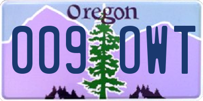 OR license plate 009OWT