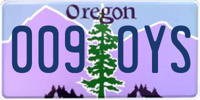 OR license plate 009OYS
