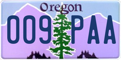 OR license plate 009PAA