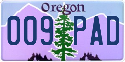 OR license plate 009PAD