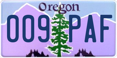 OR license plate 009PAF