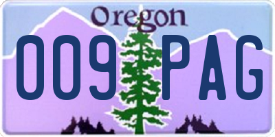 OR license plate 009PAG