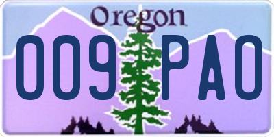 OR license plate 009PAO