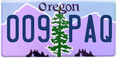 OR license plate 009PAQ