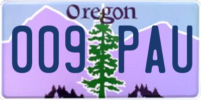 OR license plate 009PAU