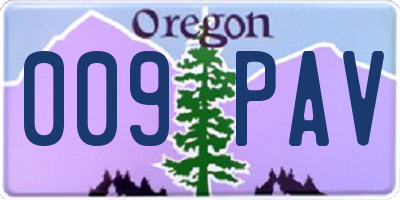 OR license plate 009PAV