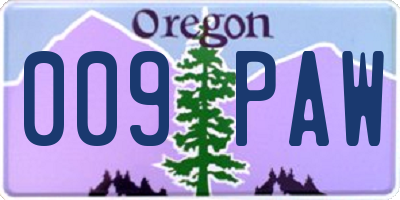 OR license plate 009PAW
