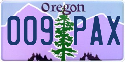 OR license plate 009PAX