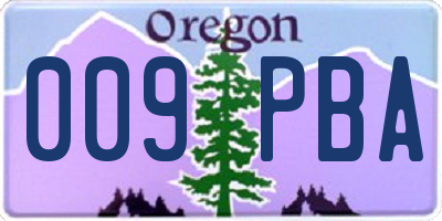 OR license plate 009PBA