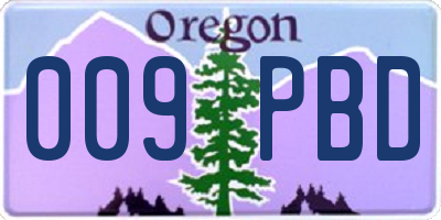 OR license plate 009PBD