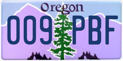 OR license plate 009PBF