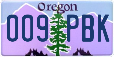 OR license plate 009PBK
