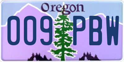 OR license plate 009PBW