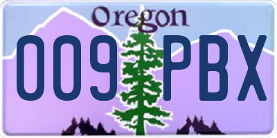 OR license plate 009PBX