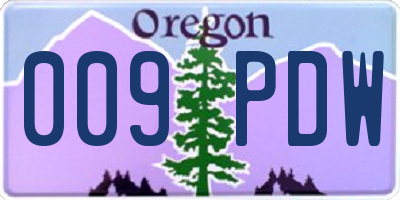 OR license plate 009PDW