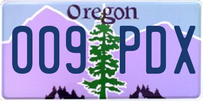 OR license plate 009PDX