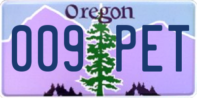 OR license plate 009PET