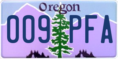 OR license plate 009PFA