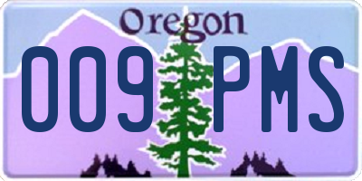 OR license plate 009PMS