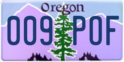 OR license plate 009POF