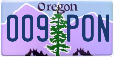 OR license plate 009PON