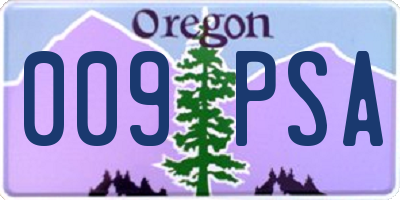 OR license plate 009PSA
