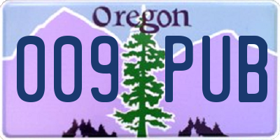 OR license plate 009PUB