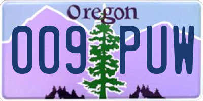 OR license plate 009PUW